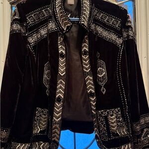 Velvet Embellished Black Blazer